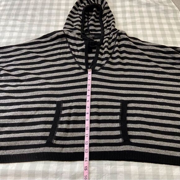 CHIARAMENTE italian wool oversized poncho hood sweater black grey small medium - Picture 11 of 14